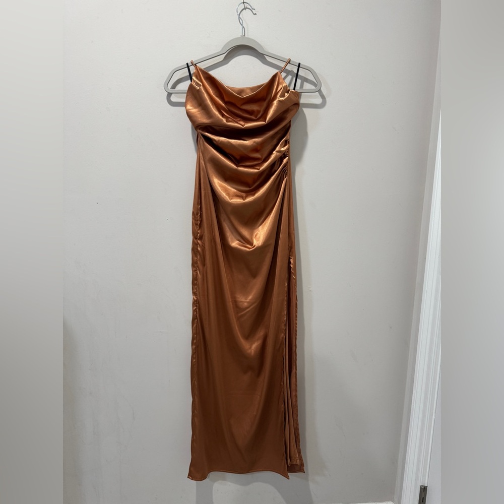 Elegant Copper Satin Dress